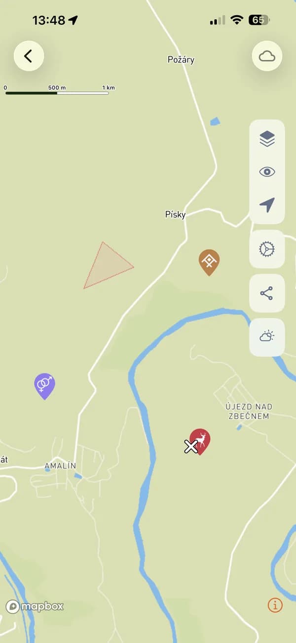HUNTERRA-App: Revierkarte mit geteiltem Standort von Jäger und Hund